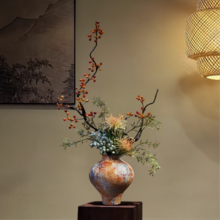 禅意中式陶瓷花瓶宋代美学摆件民宿酒馆侘寂中古复古法式创意装饰