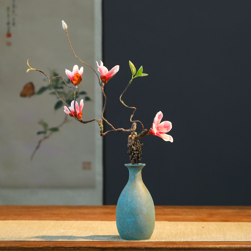 景德镇陶瓷器仿古花瓶新中式摆件客厅插花茶室茶道禅意花器装饰品