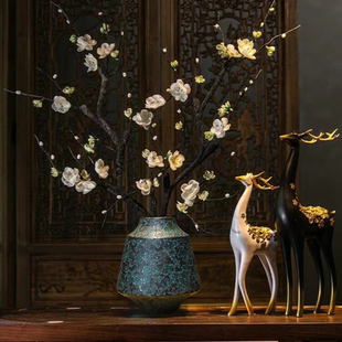 复古陶瓷花瓶新中式禅意花插摆件景德镇家居客厅玄关桌电视柜茶几