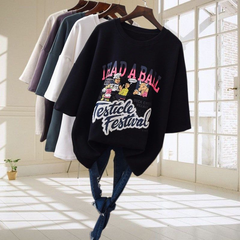 大码女装胖妹妹夏装2019新款上衣胖女人遮肚小衫宽松洋气打底衫潮|msdalam kategori Butik wanita / wanita, wanita saiz besar - dari Buy2taobao.com untuk memberikan perkhidmatan ejen Taobao profesional membeli