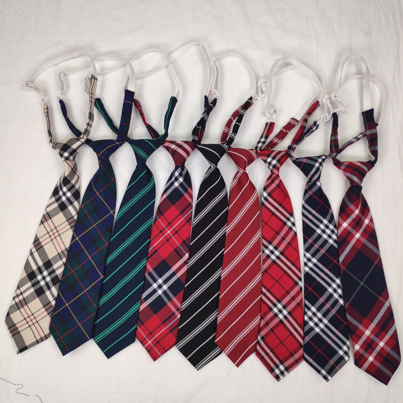 jk领带制服领结格子条纹领花蝴蝶结学生男女红色免打衬衫儿童领带