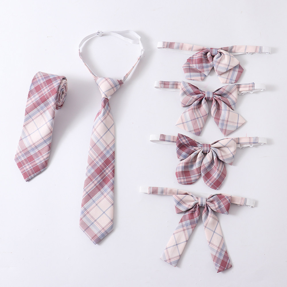 大粉格子jk制服裙同格小物粉色领结日系平角蝴蝶结领花女配饰领带