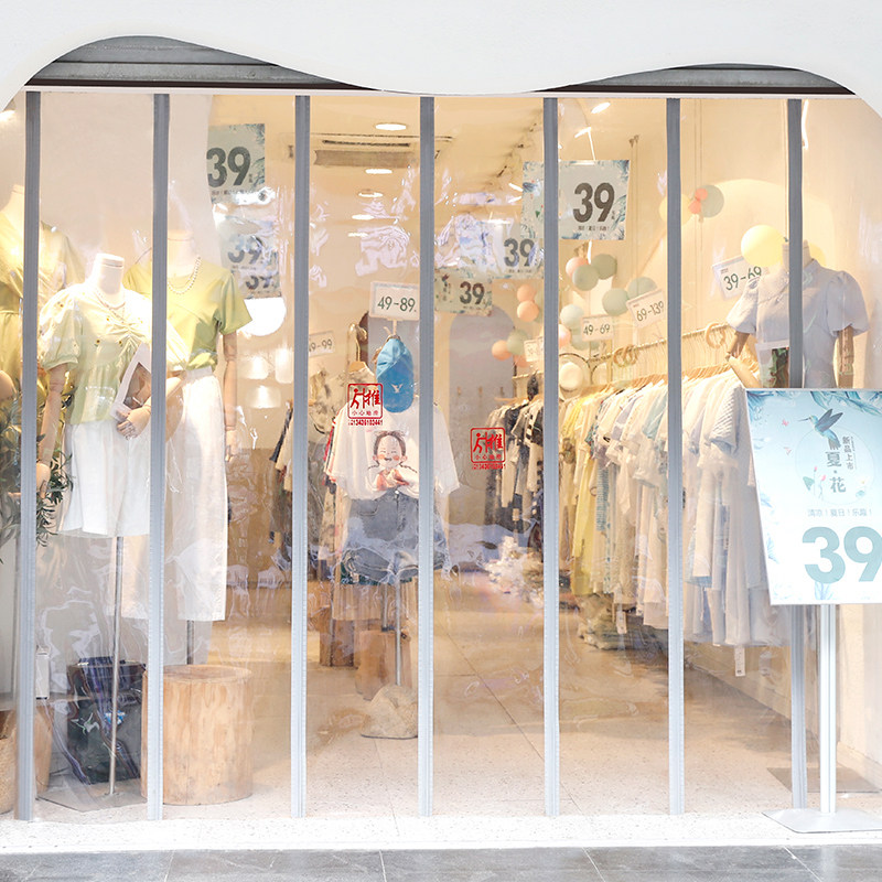 服装店大门夏季空调门帘隔断防走冷气透明磁铁自吸pvc全磁条商用