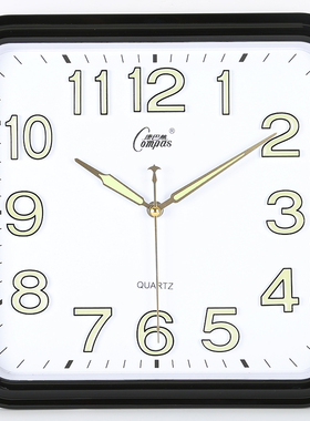 康巴丝静音夜光挂钟 客厅办公室钟表大气简约挂表时钟方形石英钟