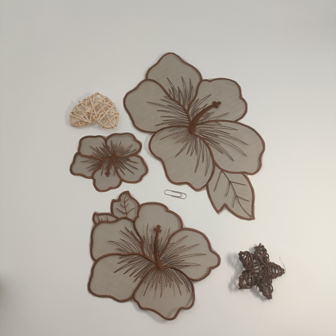 复古咖刺绣蕾丝花朵布贴手工