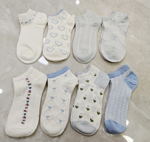 韩国女短棉袜泡泡口可爱花朵提花舒适船袜洛丽塔学生短袜女士船袜