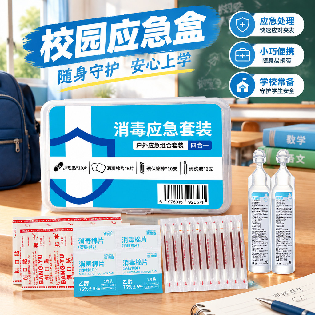 校园便携四合一消毒急救盒