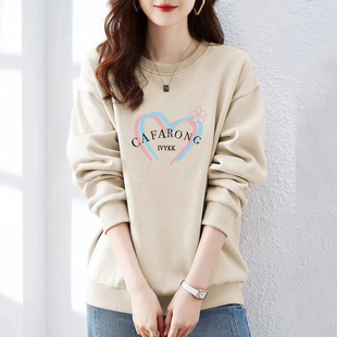 品牌出口清仓纯棉宽松气质打底卫衣女秋冬休闲长袖 加绒上衣女 时尚