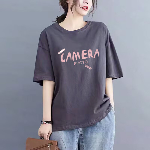 100%纯棉气质短袖t恤女上衣夏