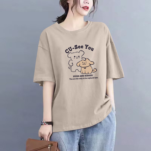 100%纯棉短袖t恤女夏季上衣