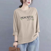 外贸出口清仓100%纯棉秋季 T恤女2025休闲宽松打底上衣潮 气质长袖