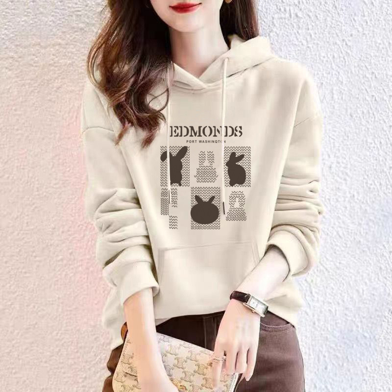 纯棉连帽长袖卫衣女上衣