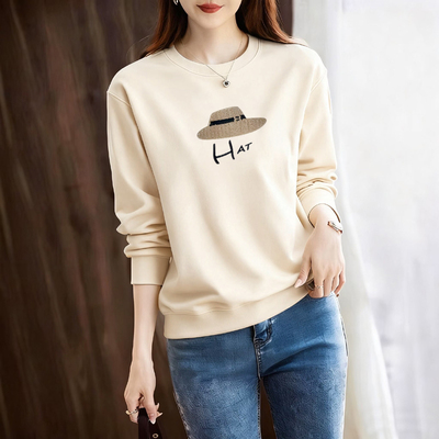 气质纯棉长袖打底卫衣女秋冬