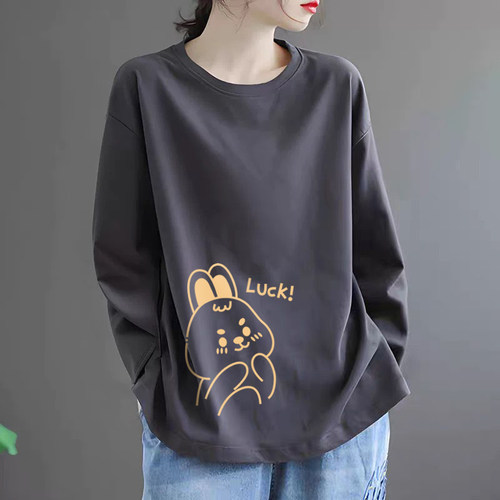 100%纯棉长袖t恤女上衣