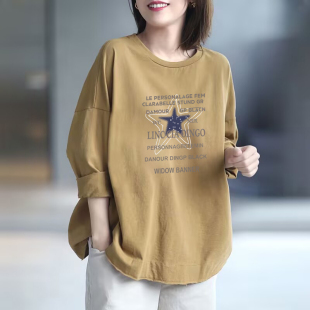 秋季 外贸出口清仓 打底衫 T恤女宽公休闲时尚 上衣 100%纯棉气质长袖