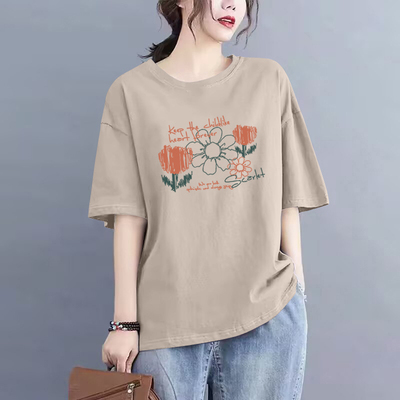 100%纯棉时尚短袖t恤女