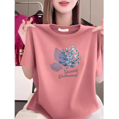 100%纯棉气质休闲短袖t恤女夏