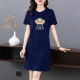 休闲体恤裙 宽松中长款 外贸出口100%纯棉气质短袖 T恤女连衣裙夏季