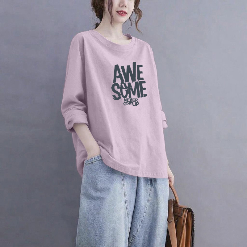100%纯棉长袖打底衫女上衣