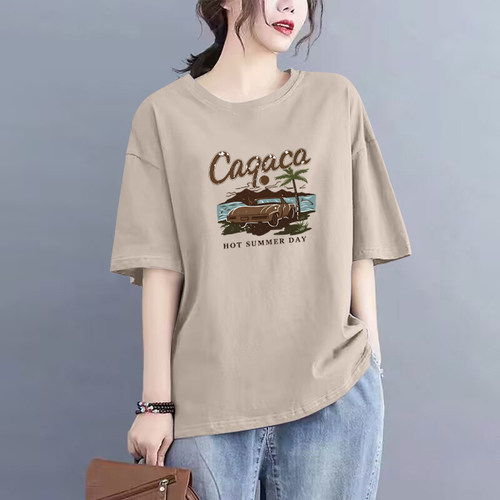 100%纯棉短袖气质T恤女夏