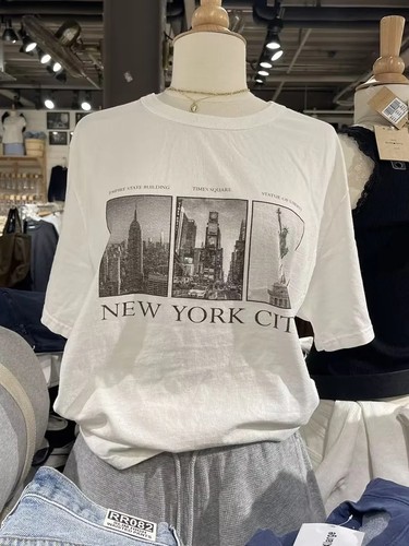 美式复古纽约印花宽松短袖