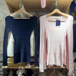 bm风修身 Brandy 针织衫 复古圆领长袖 显瘦百搭打底上衣女 Girl美式