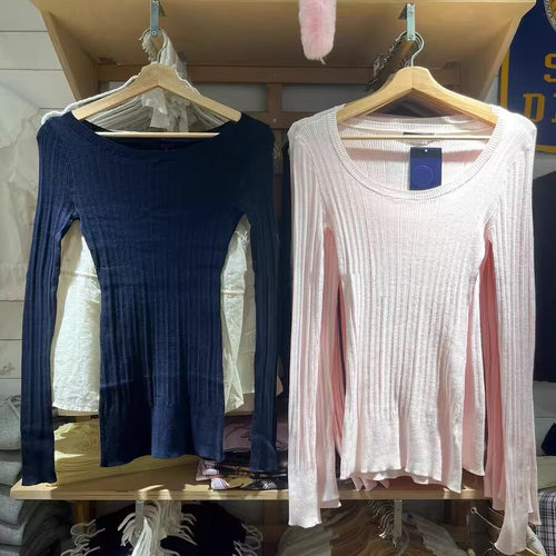 显瘦百搭圆领长袖针织衫打底衫