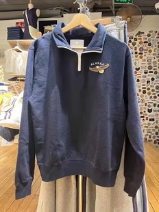 外套宽松上衣 复古老鹰刺绣半拉链套头卫衣bm长袖 Brandy Girl美式