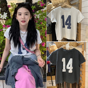 宽松短袖 Brandy 14印花T恤bm短款 复古章若楠同款 上衣女潮 Girl美式