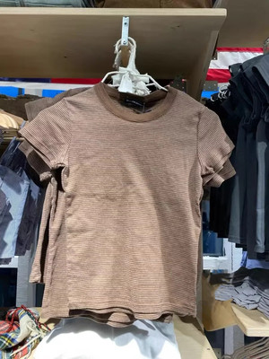 Brandy Girl新款复古条纹短袖t恤女bm减龄百搭别致半袖上衣ins