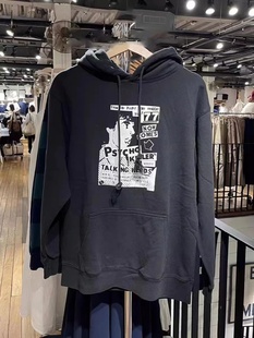 Brandy 复古人物漫画印花连帽套头卫衣bm宽松慵懒风外套 Girl美式