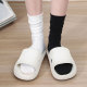 白色堆堆袜子女纯棉中筒袜无骨松口月子袜配小皮鞋 穿春秋长筒长袜