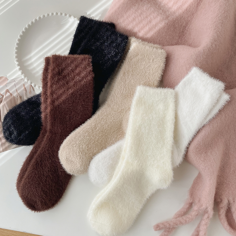 毛茸茸的袜子女秋冬季暖加绒加厚