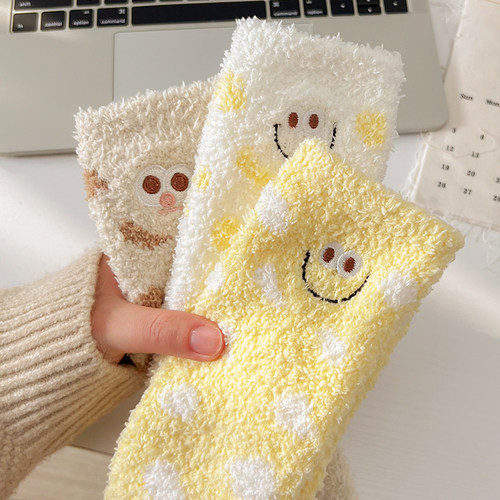 冬季保暖珊瑚绒袜子睡眠袜睡觉穿