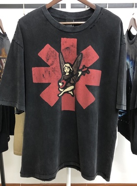 Saint ×RED HOT CHILI PEPPERS红辣椒乐队联名做旧短袖T恤男女潮
