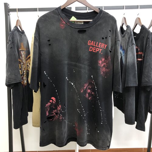 GALLERY DEPT 26SS加利福尼亚限定泼墨洗水做旧破坏短袖T恤男女潮