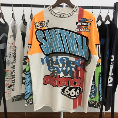 SaintMichael 25SS新款 LS TEE/MOTOCLOSS机车复古长袖GD同款潮牌