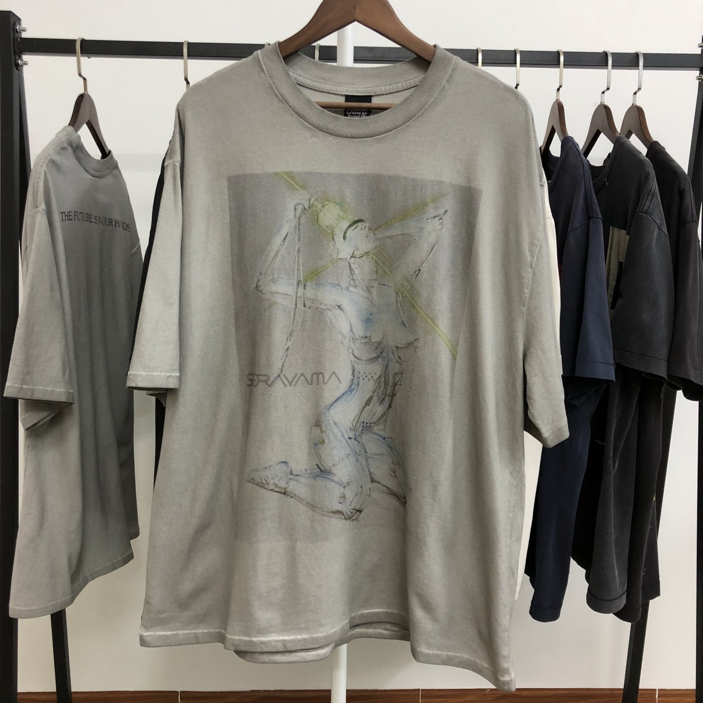 Saint x SORAVAMA空山基 机械姬之爱限定洗水做旧短袖T恤男女潮