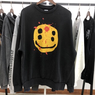 saint michael x cpfm联名25SS“爆头笑脸”水洗圆领卫衣男女潮