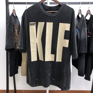 Saint Michael裂纹KLF美式高街重磅vintage水洗复古VTG短袖T恤男