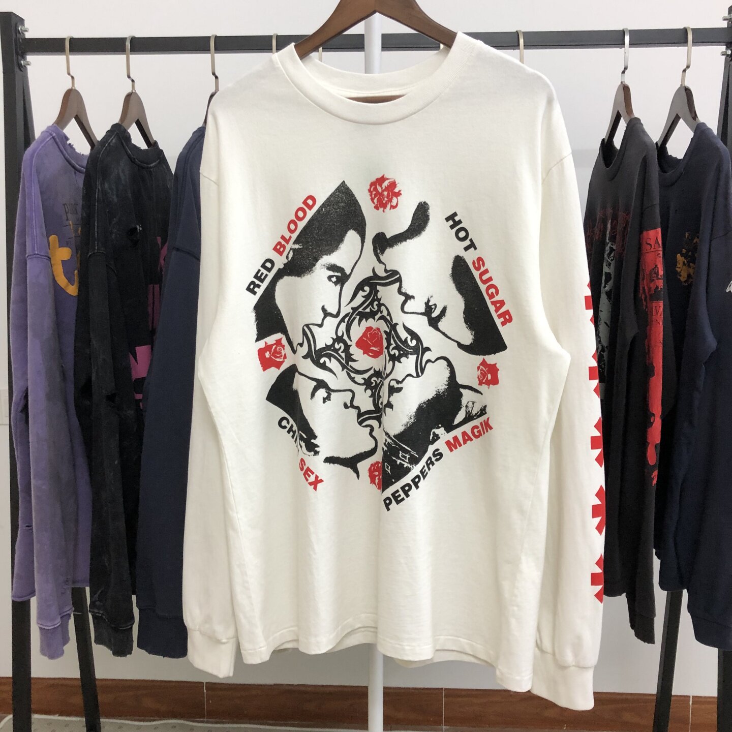 Saint xRHCP 红辣椒乐队联名洗水长袖T恤男女潮牌