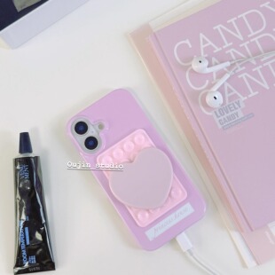 韩系ins风李荣书同款设计可爱卡通少女粉吸盘爱心镜面手机壳iphone16promax/15pro/14/13菲林硬壳苹果手机壳