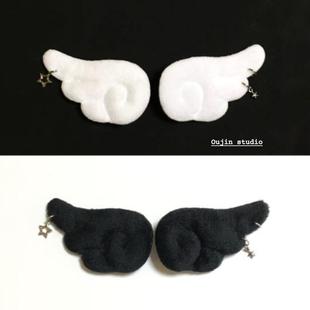 韩系ins可爱少女心黑白天使翅膀挂件手工饰品贴片胸针装 饰配饰品