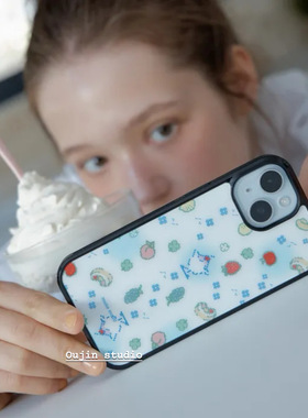 韩系ins风小众设计可口水果冰沙葡萄草莓手机壳iphone17/16promax/15pro/14/13防摔亚克力手机壳套