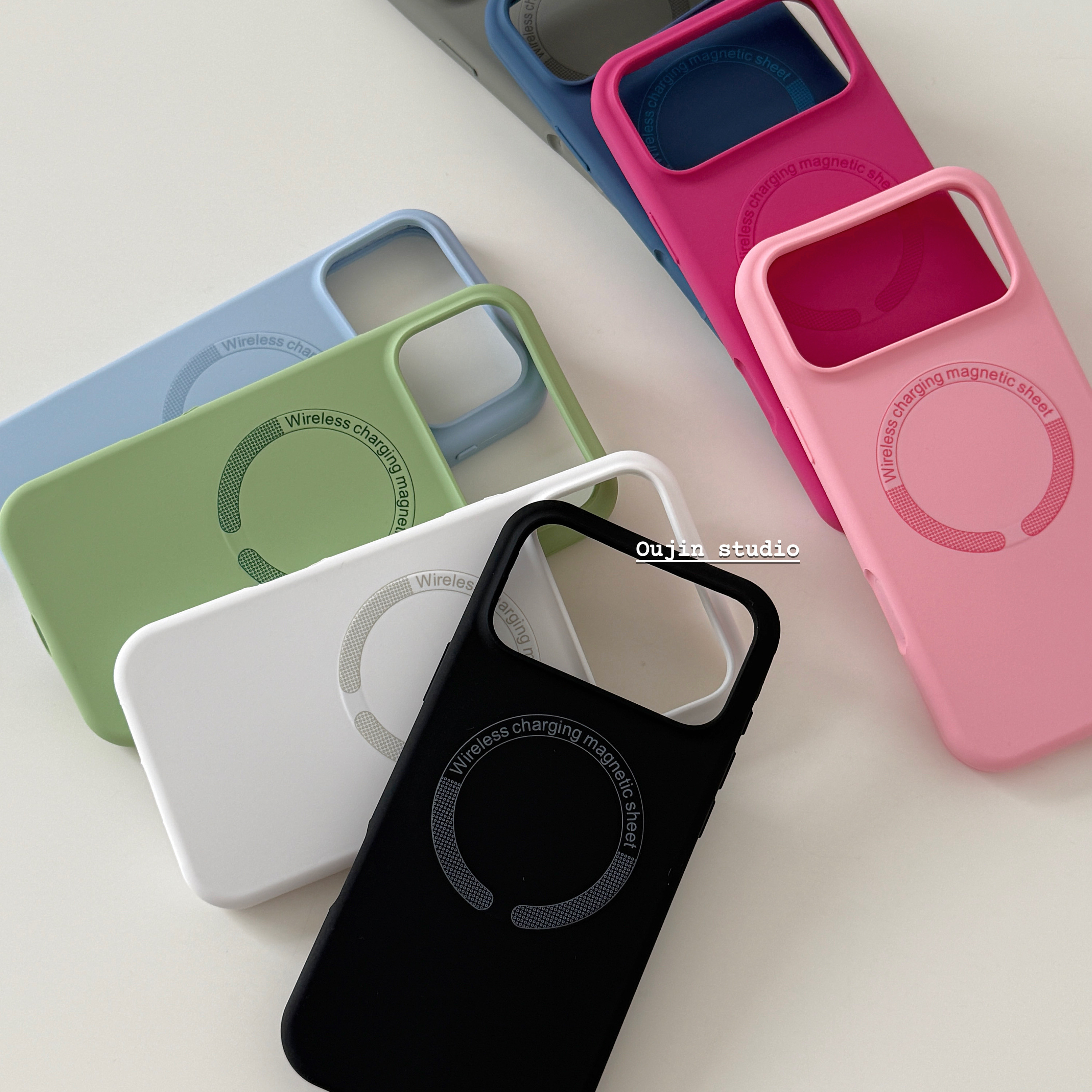 韩系ins风纯色磁吸手机保护套