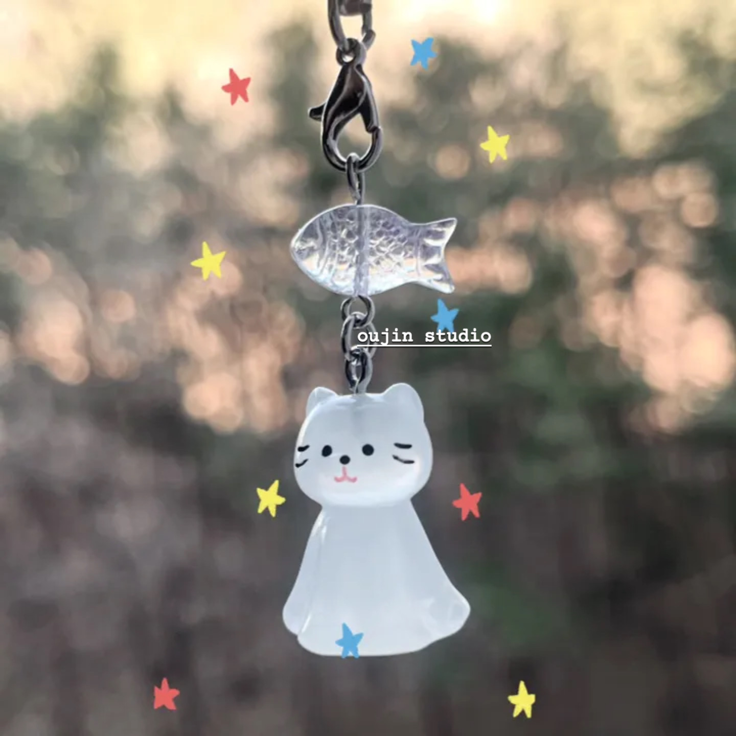 韩系ins风小众设计感可爱猫咪鱼儿造型手机链挂件钥匙扣包包挂件