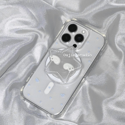 苹果韩系ins风小众设计可爱少女y2k星星翅膀闪钻磁吸支架iPhone17promax/15/14pro/13亚克力磁吸防摔保护套