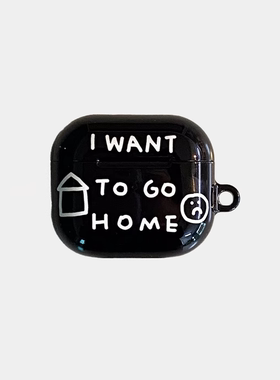 韩国ins小众英文我想回家耳机壳适用Airpods4/3/2代保护套蓝牙耳机套苹果Airpods pro简约硬壳进口菲林耳机套