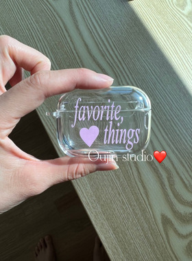 韩国ins小众设计aeeg少女粉色系字母适用苹果AirPods4代/pro2耳机保护套AirPods1/2代通用3代透明软壳