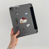 韩国ins可爱卡通趣味插画狗子太阳屋适用2024iPad保护壳10.2保护套air5 11英寸华为平板防摔软壳带笔槽支架